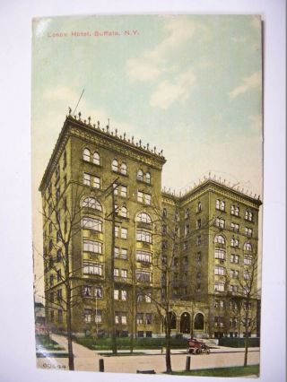 Lenox Hotel Postcard Buffalo York Early Motor Car Street 60344 Color Nr