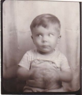 Vintage Photo Booth - Adorable Unsure Side - Glancing Toddler