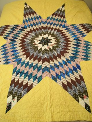 Vtg Lone Star Quilt Hand Pieced & Quilted 72 " X 68 "