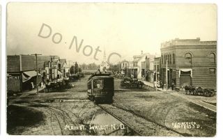 Rppc Trolley On Main Street Walcott Nd Vintage North Dakota Real Photo Postcard