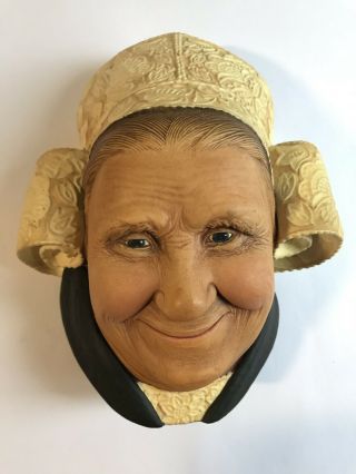 Vintage 1982 " Bretonne Lady " Bossons Chalkware Hand Painted Heads England