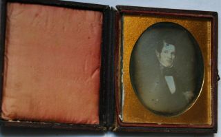 1/6th Plate Daguerreotype Of A Man In Full Case