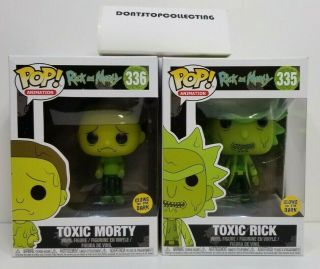 Funko Pop Ricky And Morty Toxic Rick 335 & Toxic Morty 336 Glows In The Dark