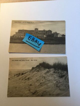 2 Old Postcard Camp Whelen Harvey Cedars Jersey Long Beach Island Beach Rare
