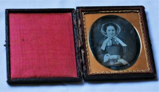 Great 1/6th plate daguerreotype of a lady in a bonnet 2