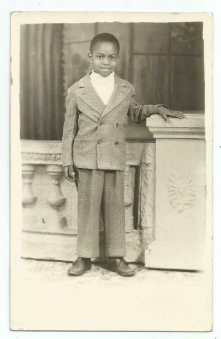Chicago,  Il Illinois Cute African Boy Old Rppc Postcard,  Studio Image,  Black Boy