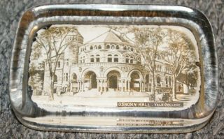 1910 Era Yale College Osborn Hall Glass Paperweight