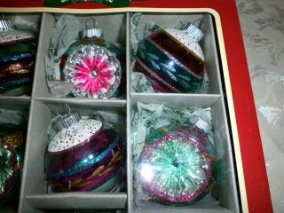 Shiny Brite Christopher Radko Confetti Glass Tree Ornaments Set 9 4026823