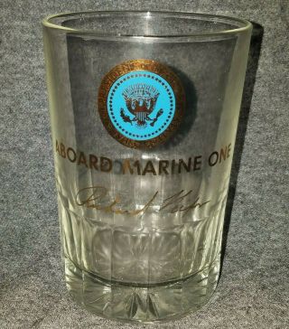 Richard Nixon Marine One - Presidential Seal Whiskey Tumbler Glass Vintage 4.  5 "