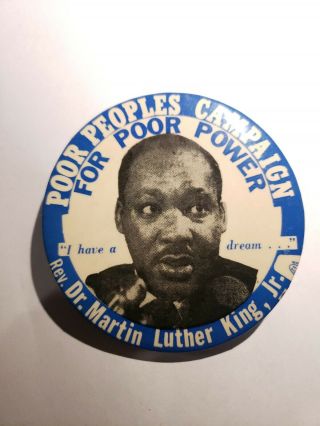 1968 Martin Luther King Jr Pinback Button Poor Peoples Campaign Poor Power 31