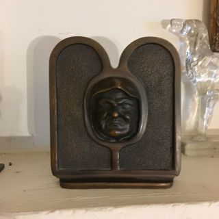 BOOKENDS GRIMACING MONK BRONZE BOOKENDS BY WELLMAN 3
