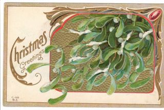 Vintage Postcard Christmas Greeting Post 1913 Hornell Ny Mistletoe Art