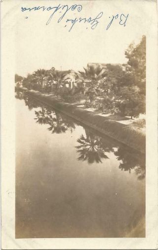 Lawndale,  Ca California Old Rppc Postcard,  Palm Trees With Reflection