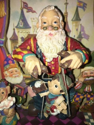 Music Box Happy Music Hall Santa And Pinocchio With 1 Dancing Dog