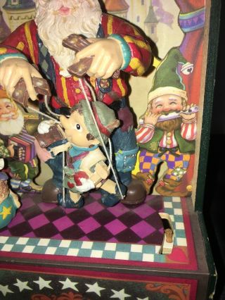 MUSIC BOX Happy Music Hall Santa And Pinocchio With 1 Dancing Dog 4