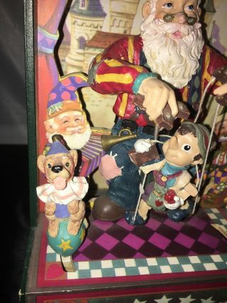 MUSIC BOX Happy Music Hall Santa And Pinocchio With 1 Dancing Dog 5