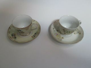 2 Vintage Occupied Japan Bone China Demitasse Tea Cups And Saucers