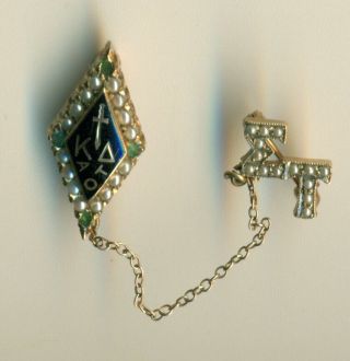 Vintage Kappa Delta Sorority Gold Pearl Emerald Pin Set - Washington - Wow