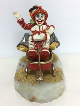 1983 RON LEE FIGURINE - TWO CLOWNS IN WAGON (needs TLC) 2