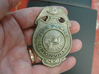 Antique Obsolete Unionville Ny Fire - Police N.  Y Badge