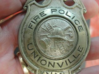 Antique Obsolete UNIONVILLE NY Fire - Police N.  Y Badge 3
