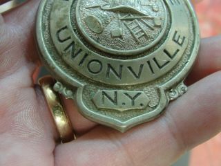 Antique Obsolete UNIONVILLE NY Fire - Police N.  Y Badge 4