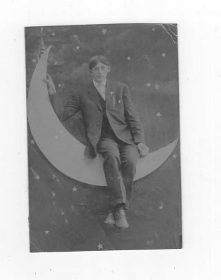 Rare Paper Moon Portrait German Man Wearing Swastika Pin,  Rppc,  C1920