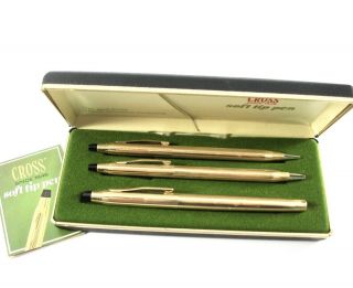 Cross 12kt Pen And Pencil Set,  Soft Tip Pen,  Three Pens,