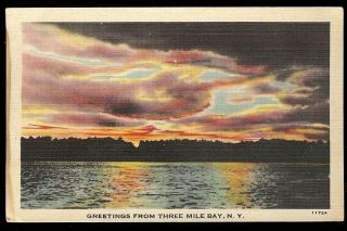 Greeting From Three Mile Bay Sunset York Ny Postcard