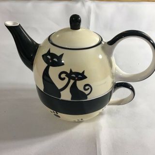 3 Pc Huesnbrews Siamese Cattitude Tea For One Set - Cats - Rate