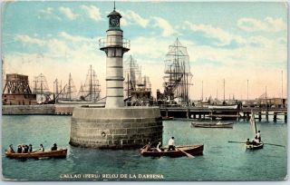 Callao,  Peru Postcard " Reloj De La Darsena " Harbor Clock Tower 1919 Cancel