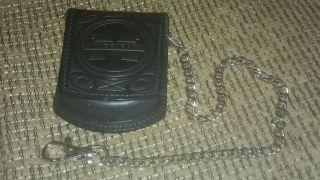 University Of Michigan Danbury Pocket Watch W Leather Belt Holder & Chain