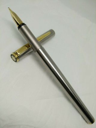 Vintage - M O N T B L A N C - Noblesse Steel Fountain Pen 585 Gold B Nib Germany