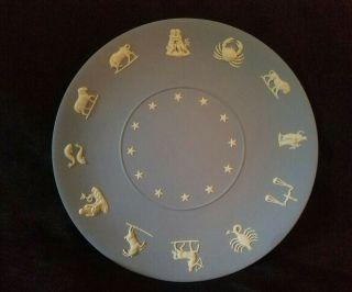 Wedgewood Collectors Society Jasperware Blue Zodiac Astrology Plate.