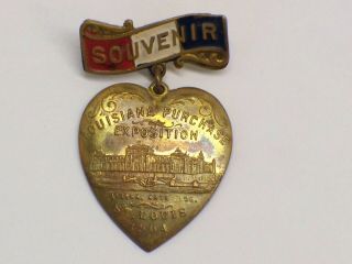1904 St.  Louis Louisiana Purchase Exposition Heart Shaped Souvenir Medal