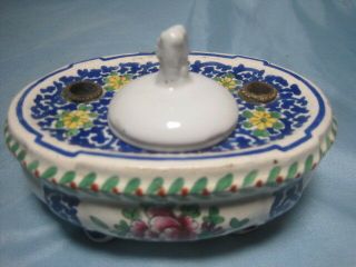 Antique French Old Paris Porcelain Inkwell Handpainted 4 3/4 " X 3 1/4 " X 2 "