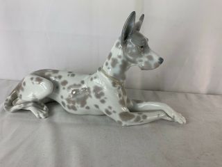 Lladro Dog Figurine 1068 " Great Dane " Retired 1989 Gray Spottted