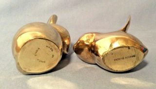 (2) Vintage Solid Brass Bunny Rabbits Small Figurines Big Ears Hong Kong 5