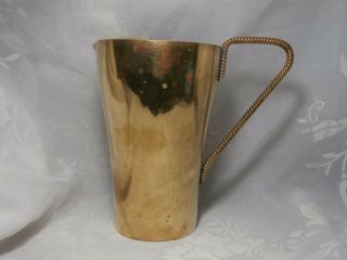 Vintage Brass Water Pitcher Ewer With Twisted Rope Handle Made In Italy