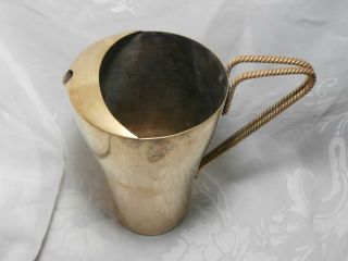 VINTAGE BRASS WATER PITCHER EWER WITH TWISTED ROPE HANDLE MADE IN ITALY 2