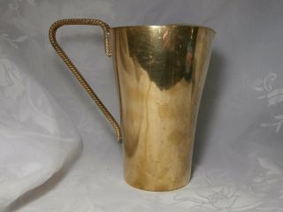 VINTAGE BRASS WATER PITCHER EWER WITH TWISTED ROPE HANDLE MADE IN ITALY 4