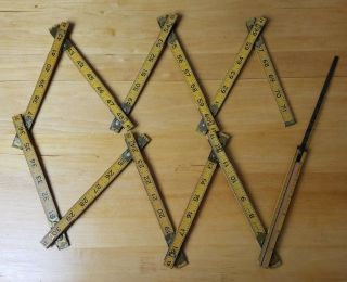 Vintage Stanley X - 227 Zig Zag Folding Ruler 72  With 6  Brass Extension Usa