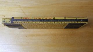 Vintage Stanley X - 227 Zig Zag Folding Ruler 72  With 6  Brass Extension USA 2