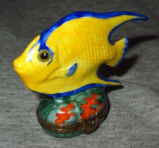 Limoges France Chamart Exclusif Hinged Trinket Box Tropical Fish