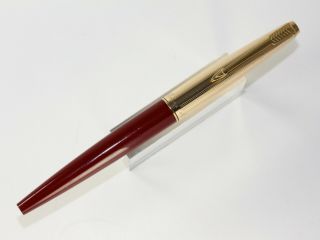 Parker 45 Fountain Pen In Burgundy With Oblique Nib And 1/10 14k Gold Filled Cap