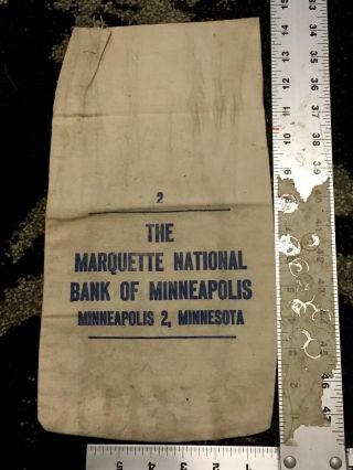 Marquette National Bank Of Minneapolis Minneapolis,  Minnesota Canvas Bank Bag