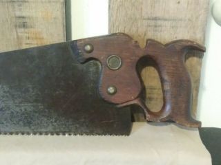 Vintage Disstan Hand Saw Made In U.  S.  A.  Antique Saw.  Wood Handle. 2