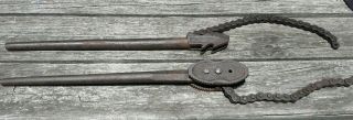 Vintage Pipe Chain Wrenches And Vise.  From The Early 1900 
