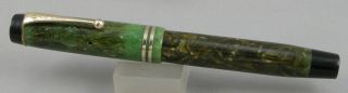 Parker Duofold Jr.  Jade Green & Gold Fountain Pen - c.  1932 - 14kt Gold Nib - USA 4