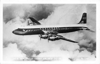 Northwest Orient Airlines Dc - 7c Photo 34 - A By Enell Rppc